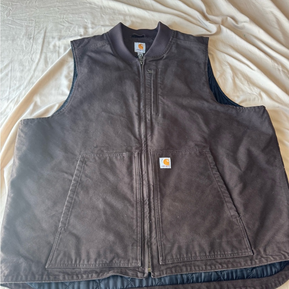 TALL Carhartt Men's Dark Brown Washed Duck Insulated Vest
